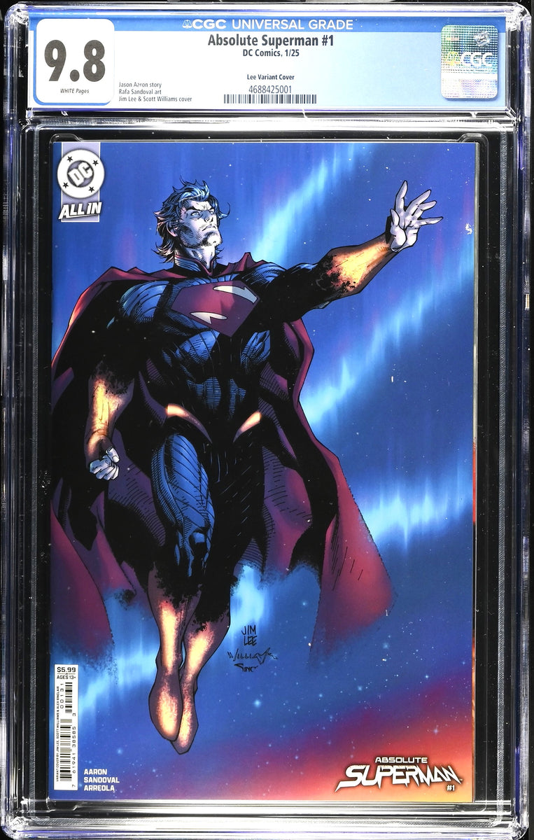 ABSOLUTE SUPERMAN #1 CGC 9.8 JIM LEE 1st PT CARDSTOCK VARIANT