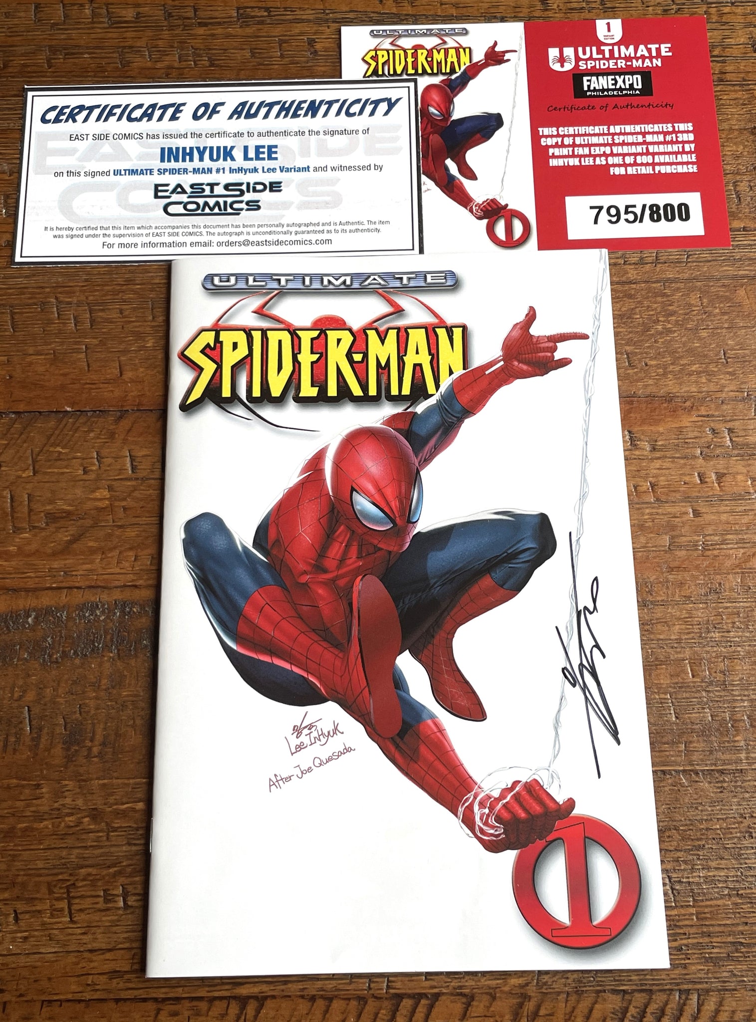 ULTIMATE SPIDER-MAN #1 INHYUK LEE SIGNED FAN EXPO PHILLY WHITE (3rd Print) VARIANT LE TO 800