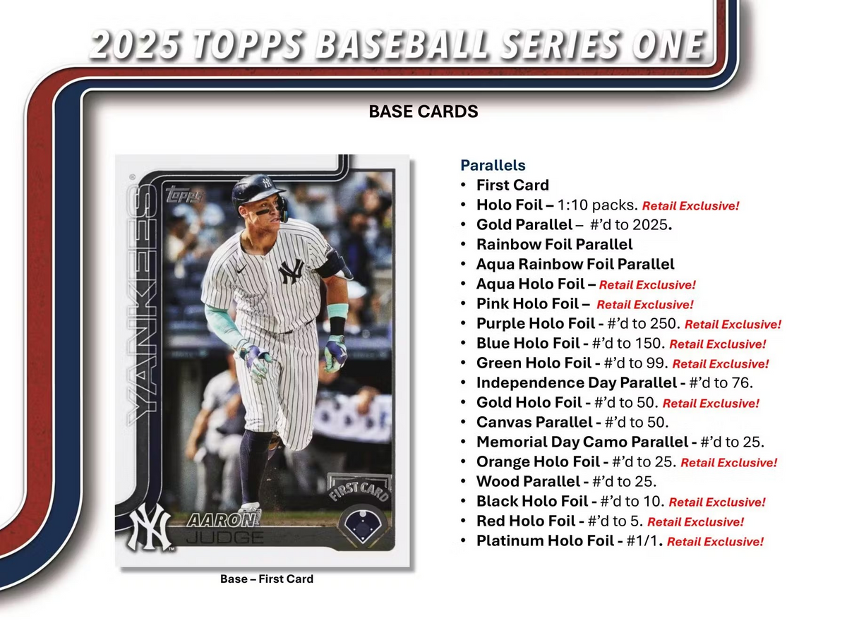 2025 TOPPS SERIES1 SINGLE PACK BASEBALL RETAIL BOX TRADING CARDS