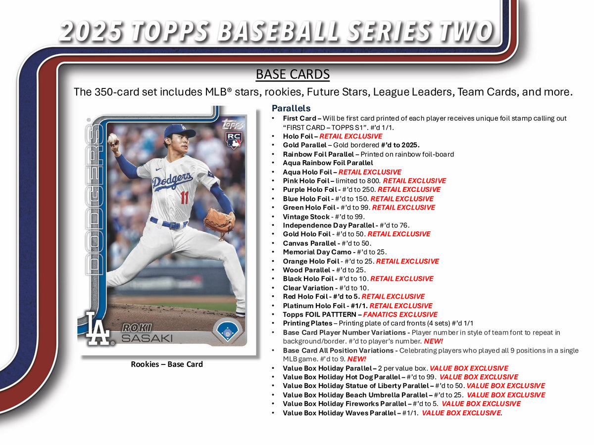 2025 TOPPS SERIES-2 BASEBALL BLASTER BOX (7-PACKS / 84 TRADING CARDS) East Side Comics 2025 TOPPS SERIES-2 BASEBALL BLASTER BOX (7-PACKS / 84 TRADING CARDS) East Side Comics