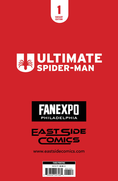 ULTIMATE SPIDER-MAN #1 INHYUK LEE FAN EXPO PHILLY WHITE EXCL (3rd Print) VARIANT LE TO 800 W/ COA