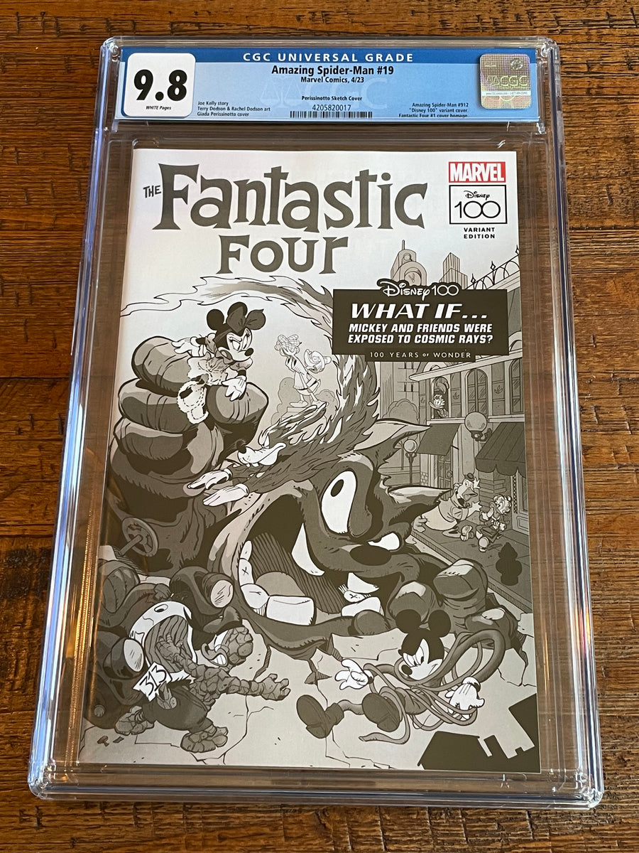 AMAZING SPIDER-MAN #19 CGC 9.8 PERISSINOTTO 1:100 DISNEY B&W RI