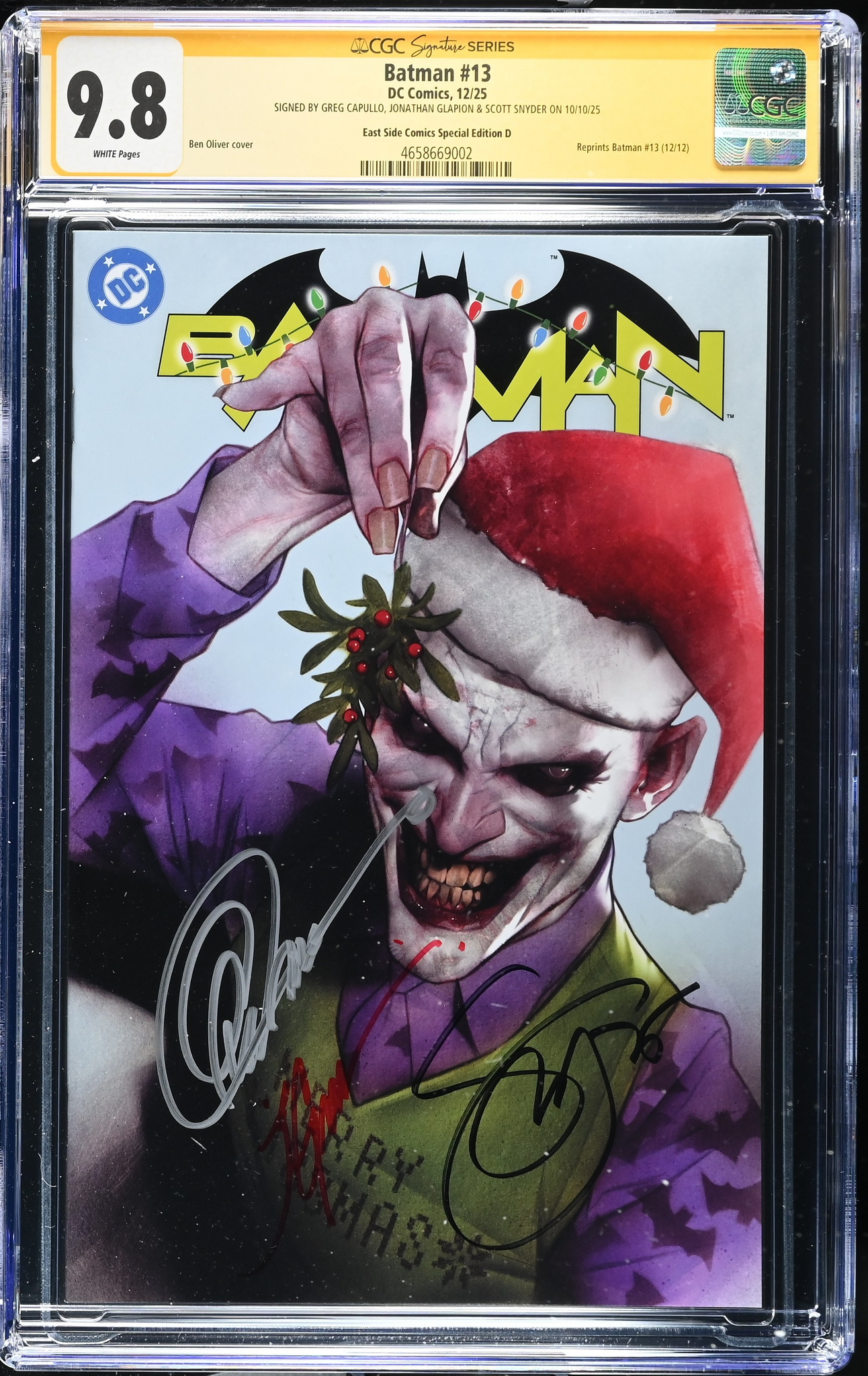 BATMAN (NEW 52) #13 CGC SS 9.8 SIGNED X3 SNYDER CAPULLO BEN OLIVER BATMAN (NEW 52) #13 CGC SS 9.8 SIGNED X3 SNYDER CAPULLO BEN OLIVER