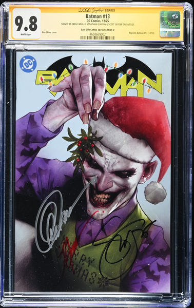 BATMAN (NEW 52) #13 CGC SS 9.8 SIGNED X3 SNYDER CAPULLO BEN OLIVER CHRISTMAS JOKER VARIANT