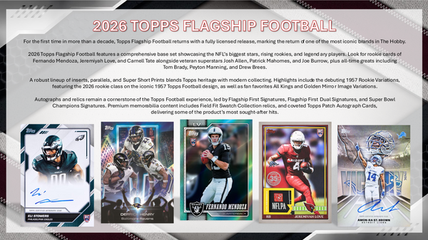 2026 TOPPS NFL FLAGSHIP FOOTBALL MEGA BOX (12-PACKS / 180 TRADING CARDS)