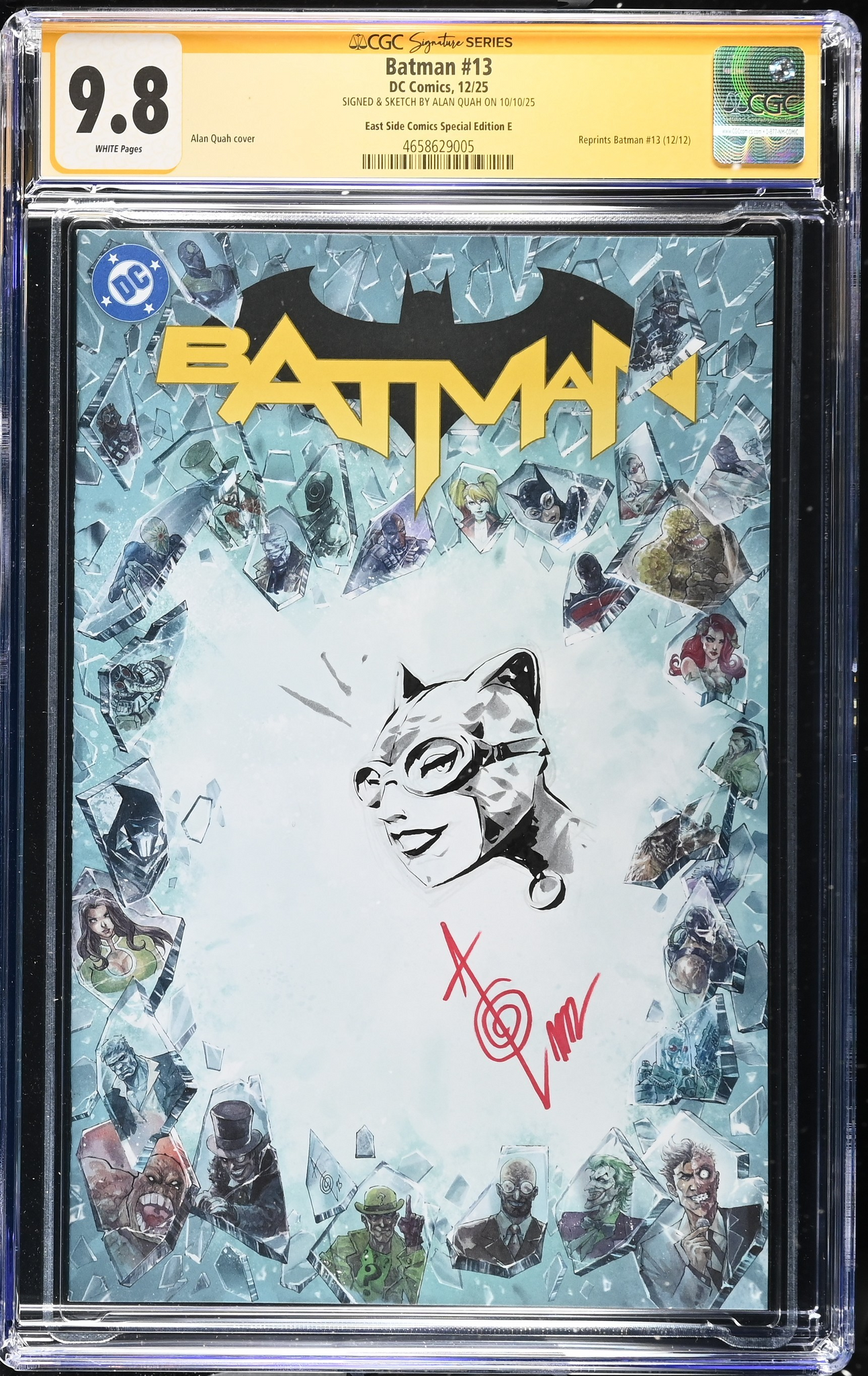 BATMAN (NEW 52) #13 CGC SS 9.8 ALAN QUAH CATWOMAN REMARK SIGNED NYCC 2025 EXCL BLANK BORDER VARIANT