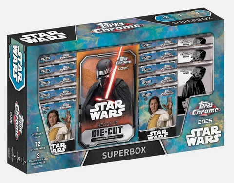 2025 TOPPS STAR WARS CHROME SUPERBOX COSTCO EXCLUSIVE TRADING CARDS (75-CARDS)