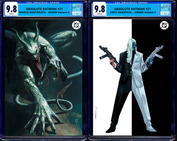 Absolute Batman #21 Rafa Sandoval Marco Mastrazzo GITD Glow in the Dark Natali Sanders Two Face Penguin First Print InHyuk Lee Ben Oliver Scarecrow Nick Dragotta Scott Snyder Joker Jock Catwoman Harley Quinn Foil Joker Wolverine Deadpool Virgin Variant DC Comics Marvel Comics Spider-man X-Men Batman Joker East Side Comics Virgin Exclusive