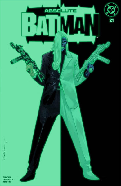 Absolute Batman #21 Rafa Sandoval GITD Glow in the Dark Natali Sanders Two Face Penguin First Print InHyuk Lee Ben Oliver Scarecrow Nick Dragotta Scott Snyder Joker Jock Catwoman Harley Quinn Foil Joker Wolverine Deadpool Virgin Variant DC Comics Marvel Comics Spider-man X-Men Batman Joker East Side Comics Virgin Exclusive