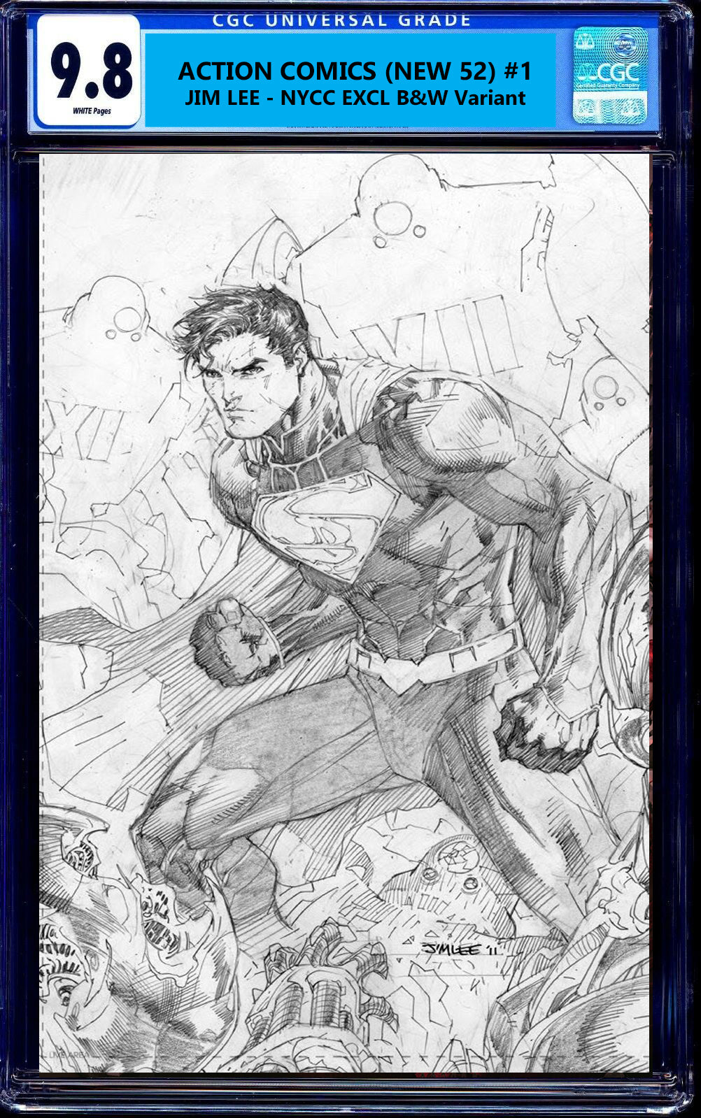ACTION COMICS (NEW 52) #1 CGC 9.8 JIM LEE NYCC 2025 EXCL "B&W" VIRGIN VARIANT