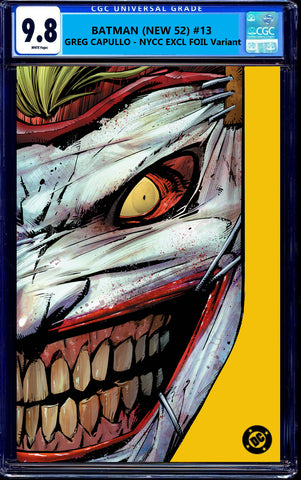 BATMAN (NEW 52) #13 CGC 9.8 GREG CAPULLO NYCC 2025 EXCL "GOLD FOIL" JOKER FACE VARIANT LTD TO 500