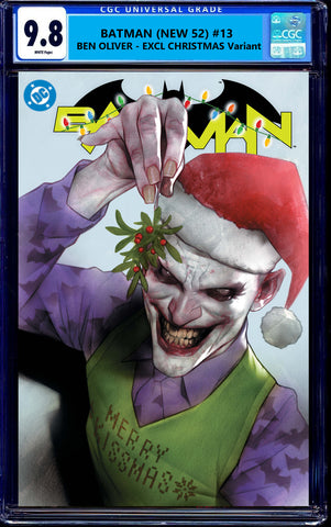 Batman New 52 13 Death of the Family Ben Oliver Christmas Natali Sanders Joker Harley Quinn Batman Jim Lee Foil Virgin Variant DC Comics Marvel Comics Spider-man X-Men Batman Joker East Side Comics Virgin Exclusive cgc signed ss comics