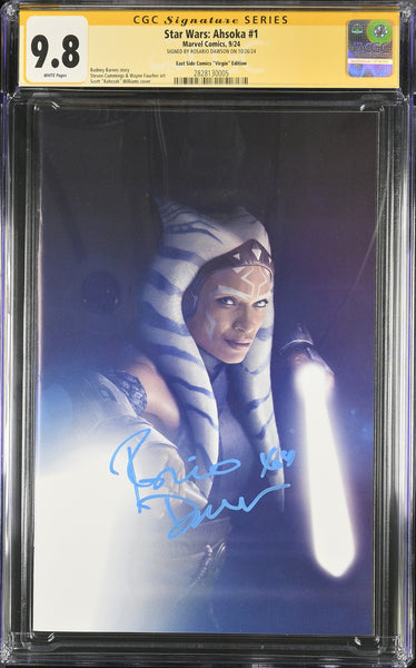AHSOKA #1 CGC SS 9.8 ROSARIO DAWSON SIGNED NYCC RAHZZAH "VIRGIN" VARIANT STAR WARS