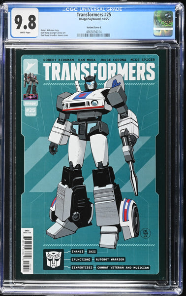 TRANSFORMERS #25 CGC 9.8 DAN MORA 1:50 RI JAZZ VARIANT G.I. JOE KIRKMAN 2025