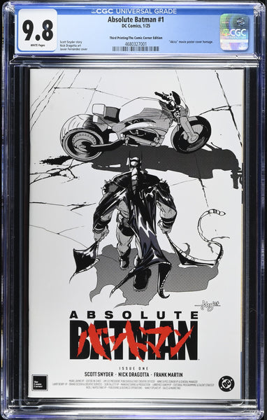 ABSOLUTE BATMAN #1 CGC 9.8 JAVIER FERNANDEZ EXCL "AKIRA" B&W HOMAGE 3rd PRINT VARIANT