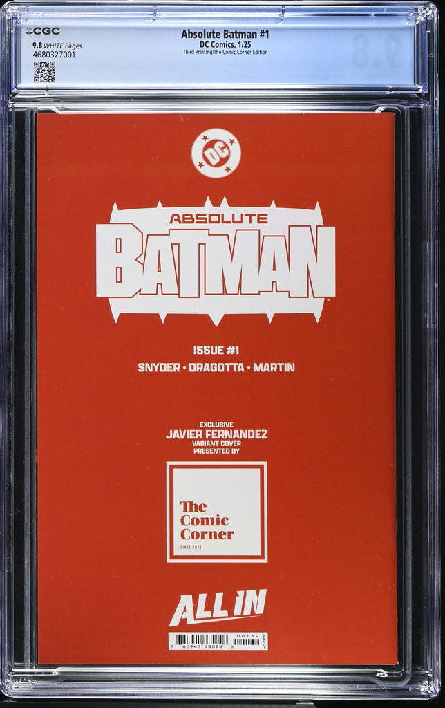 ABSOLUTE BATMAN #1 CGC 9.8 JAVIER FERNANDEZ EXCL 