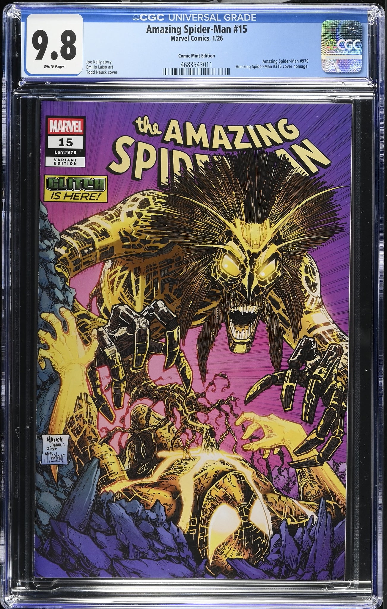 AMAZING SPIDER-MAN #15 CGC 9.8 TODD NAUCK EXCL HOMAGE VARIANT