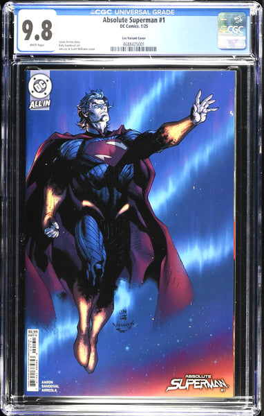 ABSOLUTE SUPERMAN #1 CGC 9.8 JIM LEE 1st PT CARDSTOCK VARIANT