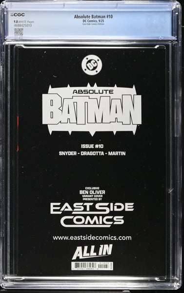 ABSOLUTE BATMAN #10 CGC 9.8 BEN OLIVER EXCL VARIANT LTD TO 500 FIRST KILLER CROC BANE