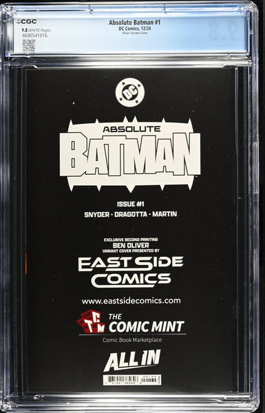 ABSOLUTE BATMAN #1 CGC 9.8 BEN OLIVER MEGACON 2025 EXCL "GREY VIRGIN" (2nd PRINT) VARIANT