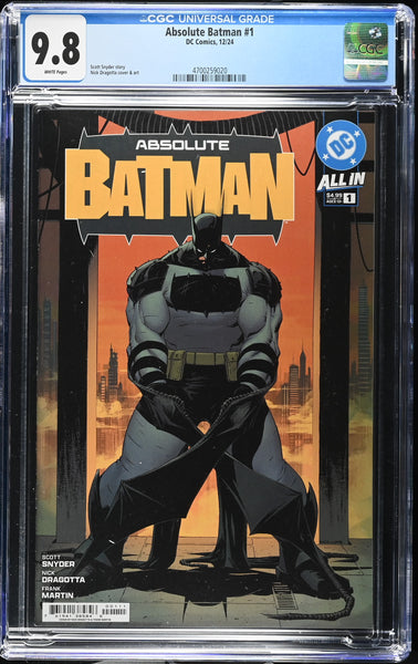 ABSOLUTE BATMAN #1 CGC 9.8 FIRST PRINT NICK DRAGOTTA COVER-A VARIANT