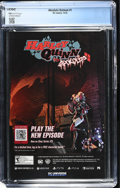 ABSOLUTE BATMAN #1 CGC 9.8 FIRST PRINT NICK DRAGOTTA COVER-A VARIANT