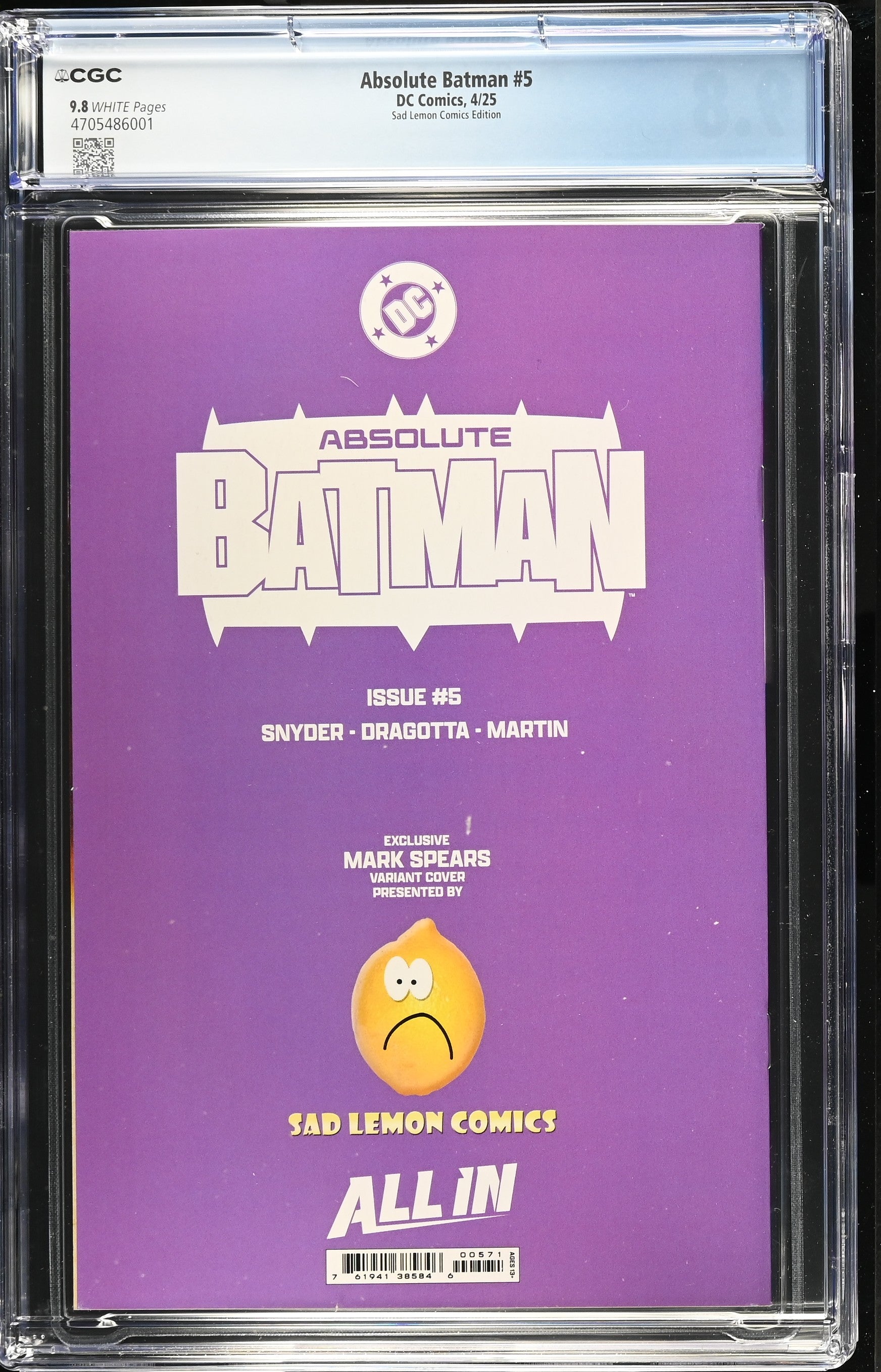 ABSOLUTE BATMAN #5 CGC 9.8 MARK SPEARS EXCL VARIANT SCOTT SNYDER