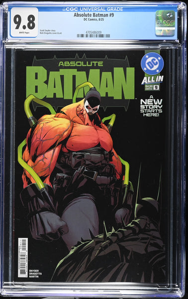 ABSOLUTE BATMAN #9 CGC 9.8 NICK DRAGOTTA FIRST PRINT COVER-A VARIANT BANE