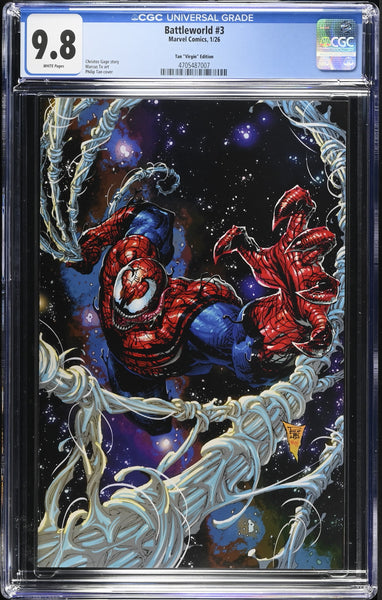 BATTLEWORLD #3 CGC 9.8 PHILIP TAN 1:50 RI VIRGIN VARIANT 2026 VENOM SPIDER-MAN