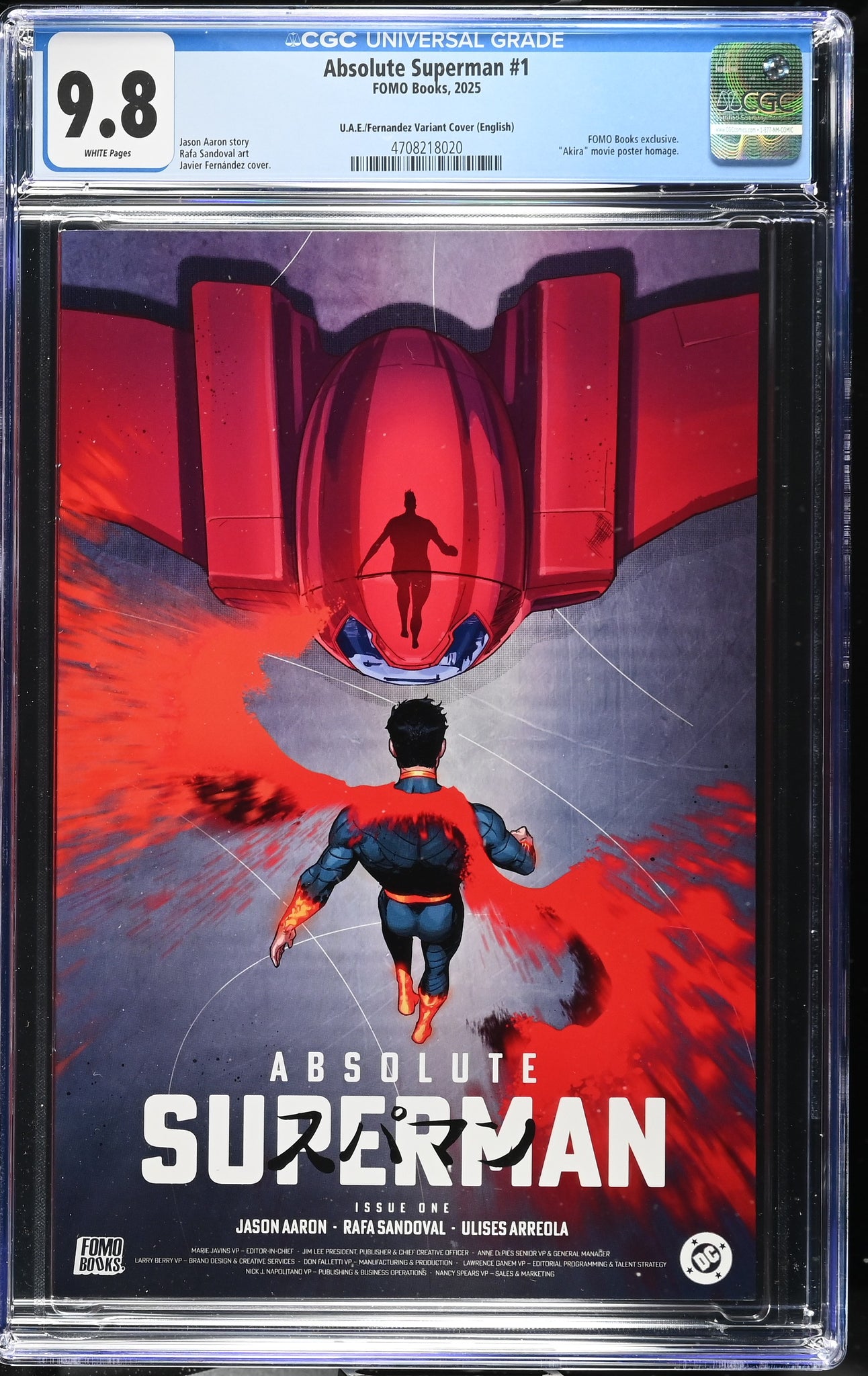 ABSOLUTE SUPERMAN #1 CGC 9.8 JAVIER FERNANDEZ AKIRA HOMAGE FOMO