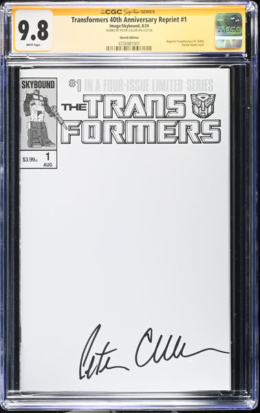 TRANSFORMERS 40th ANNIVERSARY #1 CGC SS 9.8 PETER CULLEN SIGNED BLANK VARIANT OPTIMUS PRIME