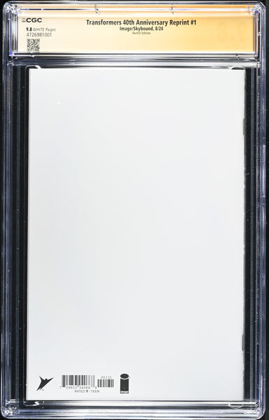 TRANSFORMERS 40th ANNIVERSARY #1 CGC SS 9.8 PETER CULLEN SIGNED BLANK VARIANT OPTIMUS PRIME