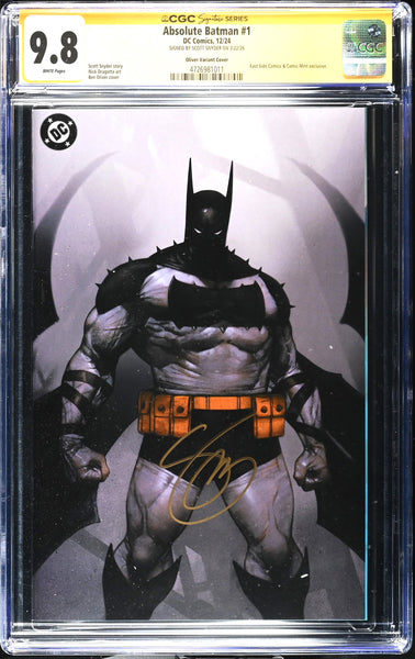 ABSOLUTE BATMAN #1 CGC SS 9.8 SCOTT SNYDER SIGNED BEN OLIVER MEGACON VIRGIN VARIANT