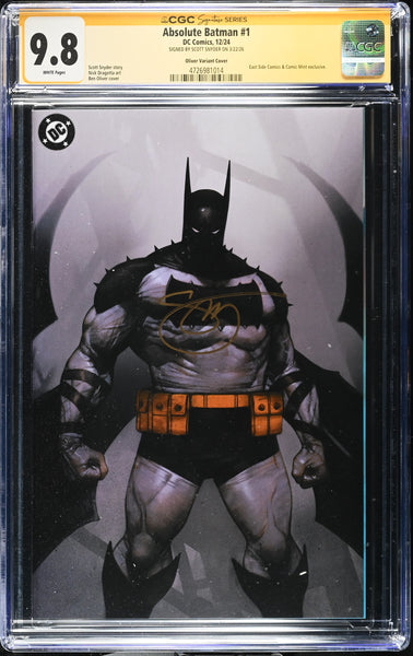 ABSOLUTE BATMAN #1 CGC SS 9.8 SCOTT SNYDER SIGNED BEN OLIVER MEGACON VIRGIN VARIANT
