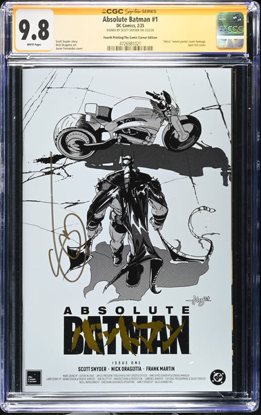 ABSOLUTE BATMAN #1 CGC SS 9.8 SCOTT SNYDER SIGNED EXCL GOLD FOIL AKIRA VARIANT