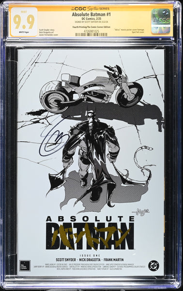 ABSOLUTE BATMAN #1 CGC SS 9.9 SCOTT SNYDER SIGNED EXCL GOLD FOIL AKIRA VARIANT NOT 9.8 BLACK INK