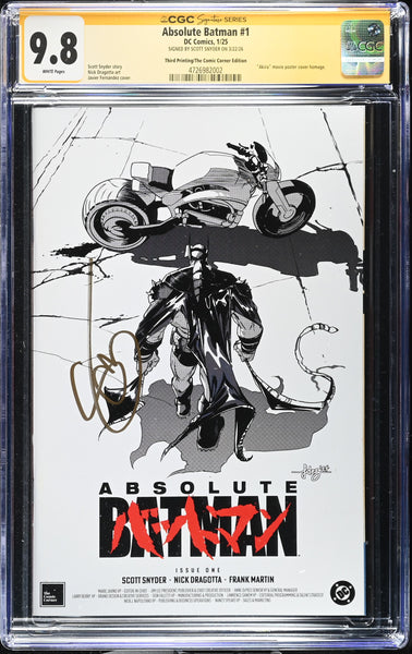 ABSOLUTE BATMAN #1 CGC SS 9.8 SCOTT SNYDER SIGNED AKIRA B&W VARIANT