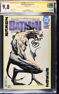 ABSOLUTE BATMAN #15 CGC SS 9.8 SCOTT SNYDER & JOCK SIGNED FIRST