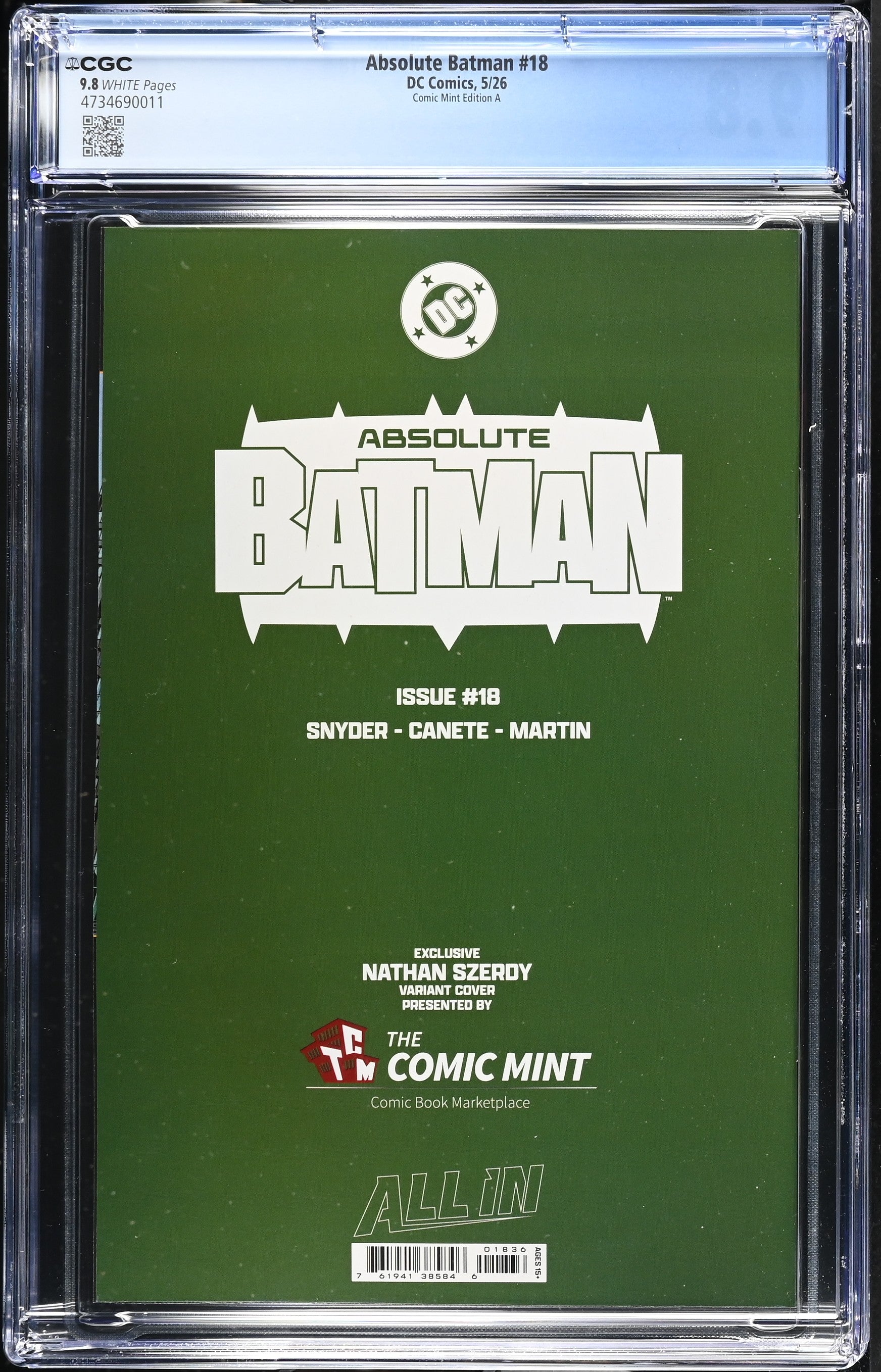 ABSOLUTE BATMAN #18 CGC 9.8 NATHAN SZERDY EXCL POISON IVY VARIANT