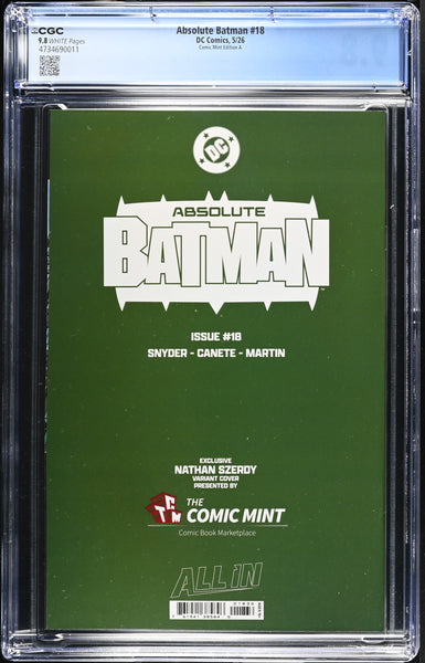 ABSOLUTE BATMAN #18 CGC 9.8 NATHAN SZERDY EXCL POISON IVY VARIANT LTD TO 1000 COURT OF OWLS