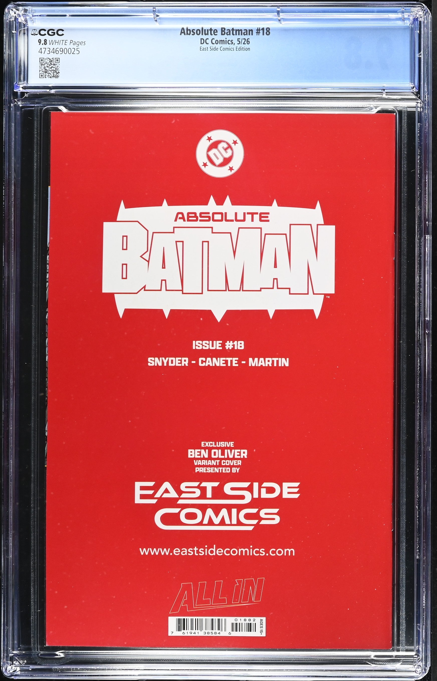 ABSOLUTE BATMAN #18 CGC 9.8 BEN OLIVER EXCL POISON IVY VARIANT