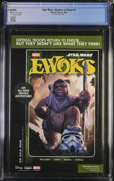 STAR WARS SHADOW OF MAUL #1 CGC 9.8 DARTH MAUL 1:10 RI PHOTO VARIANT TV SHOW PREQUEL