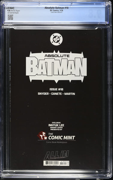 ABSOLUTE BATMAN #18 CGC 9.8 INHYUK LEE EXCLUSIVE VARIANT LTD TO 800
