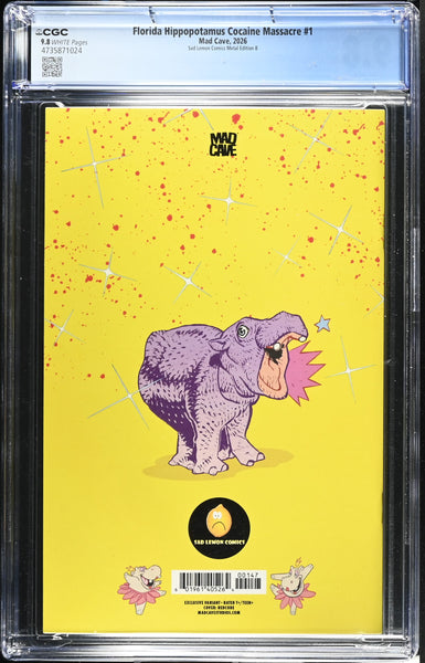 FLORIDA HIPPOPOTAMUS COCAINE MASSACRE #1 CGC 9.8 SKAN EXCL JAWS METAL VARIANT-C LTD 75