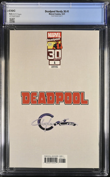 DEADPOOL NERDY 30 #1 CGC 9.8 CLAYTON CRAIN BLACK LIGHT VIRGIN VARIANT-C