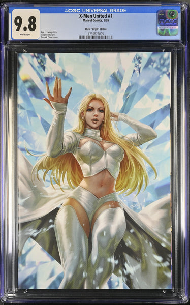 X-MEN UNITED #1 CGC 9.8 DERRICK CHEW 1:100 RI EMMA FROST VIRGIN VARIANT 2026