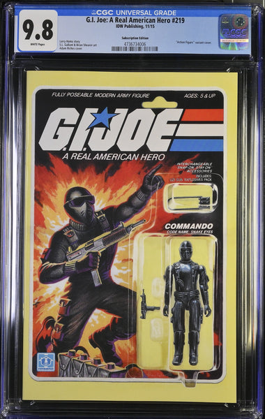G.I. JOE #219 CGC 9.8 ADAM RICHES SNAKE-EYES ACTION FIGURE SUBSCRIPTION VARIANT