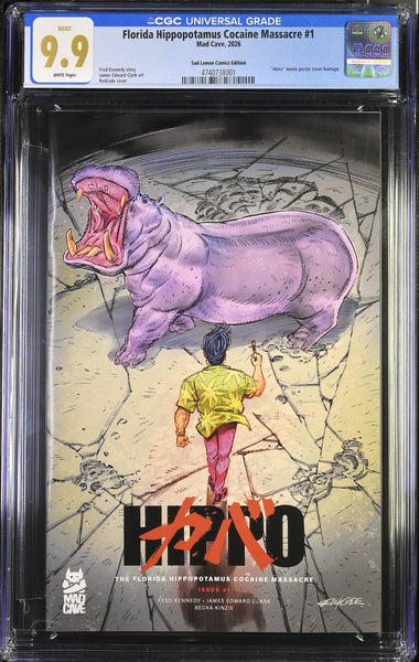 FLORIDA HIPPOPOTAMUS COCAINE MASSACRE #1 CGC 9.9 EXCL AKIRA CARDSTOCK VARIANT LTD 350 NOT 9.8