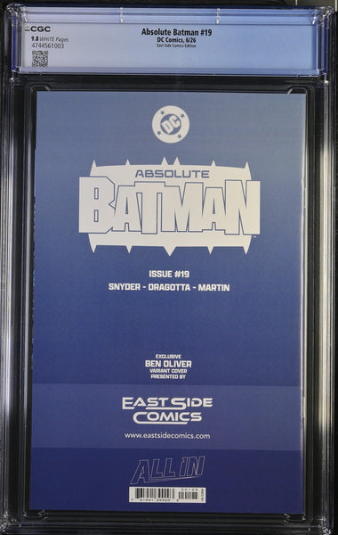 ABSOLUTE BATMAN #19 CGC 9.8 BEN OLIVER EXCL FIRST SCARECROW VARIANT LTD TO 800
