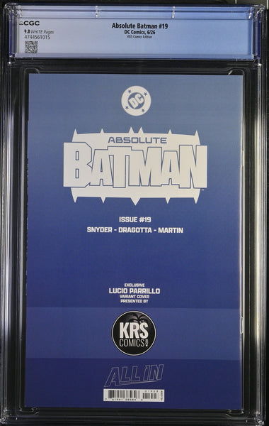 ABSOLUTE BATMAN #19 CGC 9.8 LUCIO PARRILLO EXCL FIRST SCARECROW VARIANT LTD TO 800